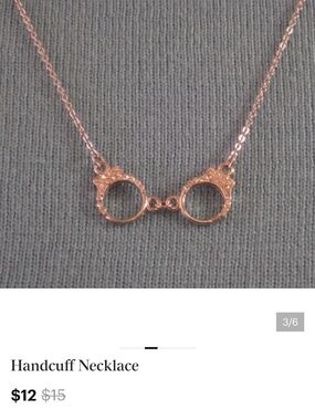 Handcuff Pendant Necklace - SILVER Tone 16" GUC